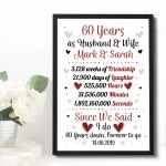 Personalised 60th Wedding Gift Framed Print 60th Anniversary