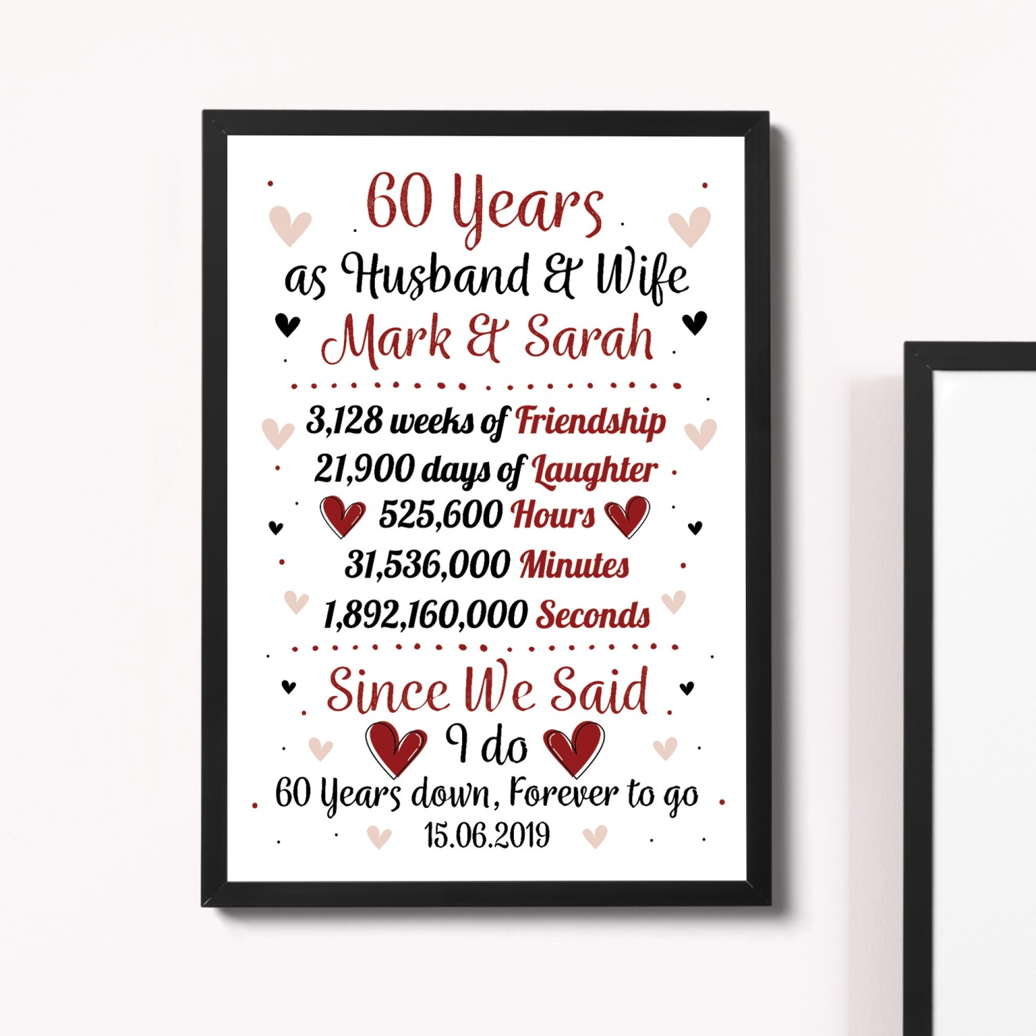 Lovely 60th Wedding Anniversary Gifts PERSONALIZED