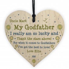 Godfather Personalised Plaque Wooden Heart Godfather Birthday