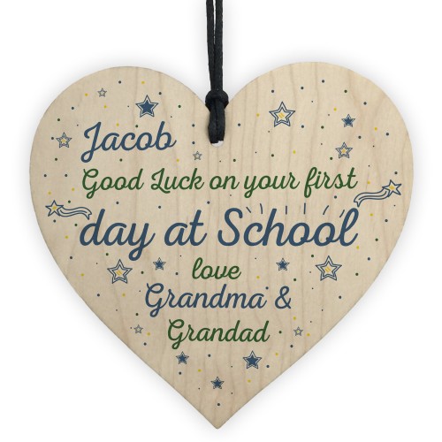 Personalised First Day of School Gift Wood Heart Back To School 