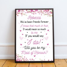 Personalised Will You Be My Maid of Honour Request Card Wedding 