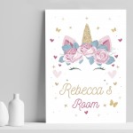 Girl Bedroom Sign Personalised Unicorn Nursery Print Gift