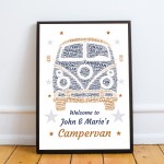 Personalised Campervan Sign Word Art Print VW Camper Birthday