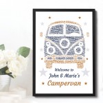 Personalised Campervan Sign Word Art Print VW Camper Birthday