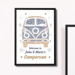 Personalised Campervan Sign Word Art Print VW Camper Birthday