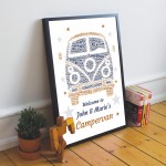 Personalised Campervan Sign Word Art Print VW Camper Birthday