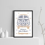 Personalised Campervan Sign Word Art Print VW Camper Birthday