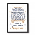 Personalised Campervan Sign Word Art Print VW Camper Birthday