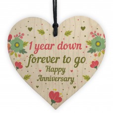 Funny 1st Wedding Anniversary Gift Wood Heart Husband Wife Gift