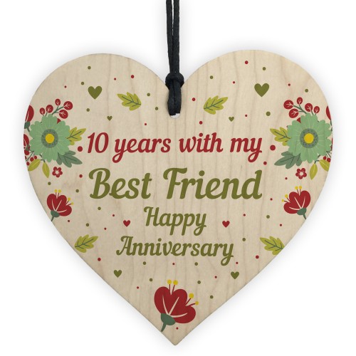 10th Wedding Anniversary Gift For Husband Wife Wooden Heart Gift