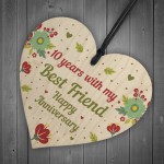 10th Wedding Anniversary Gift For Husband Wife Wooden Heart Gift