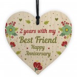 2nd Wedding Anniversary Gift For Husband Wife Wooden Heart Gifts