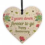 Funny 2nd Wedding Anniversary Gift Wooden Heart Husband Wife