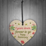 Funny 2nd Wedding Anniversary Gift Wooden Heart Husband Wife