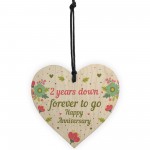 Funny 2nd Wedding Anniversary Gift Wooden Heart Husband Wife