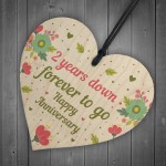 Funny 2nd Wedding Anniversary Gift Wooden Heart Husband Wife