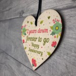 Funny 2nd Wedding Anniversary Gift Wooden Heart Husband Wife