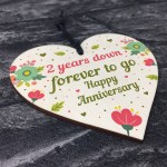 Funny 2nd Wedding Anniversary Gift Wooden Heart Husband Wife