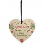 Funny 3rd Wedding Anniversary Gift Wooden Heart Husband Wife