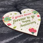 Funny 3rd Wedding Anniversary Gift Wooden Heart Husband Wife