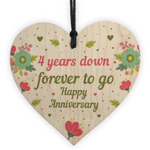 Funny 4th Wedding Anniversary Gift Wooden Heart Husband Wife