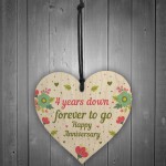 Funny 4th Wedding Anniversary Gift Wooden Heart Husband Wife