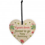Funny 4th Wedding Anniversary Gift Wooden Heart Husband Wife