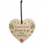 Funny 4th Wedding Anniversary Gift Wooden Heart Husband Wife