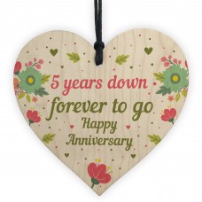 Funny 5th Wedding Anniversary Gift Wooden Heart Husband Wife 