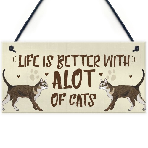 Alot Of Cats Sign Home Funny Crazy Cat Lady Sign Cat Lover Gift 