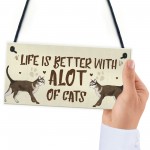 Alot Of Cats Sign Home Funny Crazy Cat Lady Sign Cat Lover Gift 