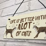 Alot Of Cats Sign Home Funny Crazy Cat Lady Sign Cat Lover Gift 