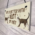 Alot Of Cats Sign Home Funny Crazy Cat Lady Sign Cat Lover Gift 