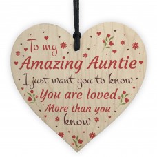 Amazing Auntie Gift Wood Heart Christmas Birthday Gift For Aunt