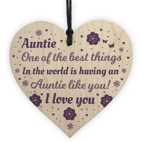 Thank You Auntie Gift Wood Heart Auntie Birthday Christmas Gift