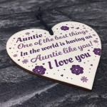 Thank You Auntie Gift Wood Heart Auntie Birthday Christmas Gift