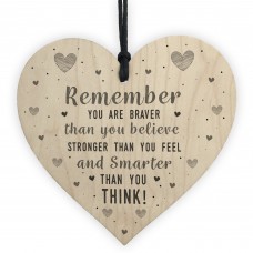 Stronger Inspirational Wooden Heart Friendship Gifts Love Signs