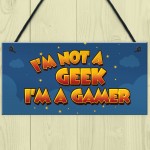 Novelty Geek Gamer Gift Hanging Gaming Sign Cartoon Boys Bedroom