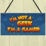 Novelty Geek Gamer Gift Hanging Gaming Sign Cartoon Boys Bedroom