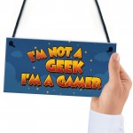 Novelty Geek Gamer Gift Hanging Gaming Sign Cartoon Boys Bedroom