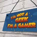 Novelty Geek Gamer Gift Hanging Gaming Sign Cartoon Boys Bedroom
