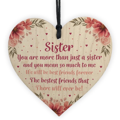 Best Friend Gift Sister Gift Wood Heart Sister Birthday Gift