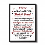 1st Wedding Anniversary Gift For Husband or Wife Framed Print