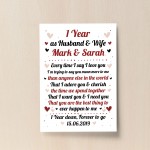 1st Wedding Anniversary Gift For Husband or Wife Print Keepsake 