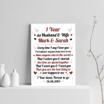 1st Wedding Anniversary Gift For Husband or Wife Print Keepsake 