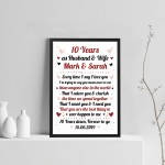 10th Wedding Anniversary Gift For Husband or Wife Framed Print