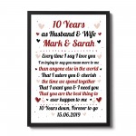 10th Wedding Anniversary Gift For Husband or Wife Framed Print