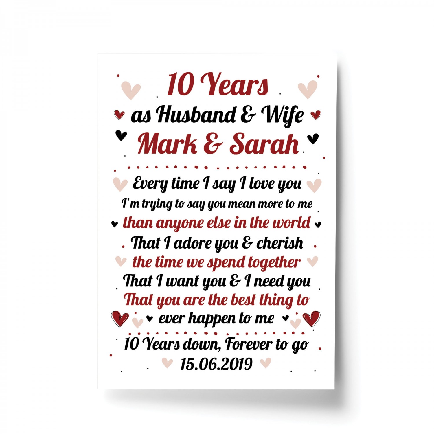 10th wedding anniversary for husband