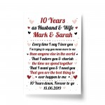 10th Wedding Anniversary Gift For Husband or Wife Print Keepsake