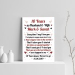 10th Wedding Anniversary Gift For Husband or Wife Print Keepsake